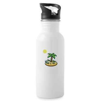 Insel Comic - Trinkflasche mit integriertem Trinkhalm - Weiß - Rechts