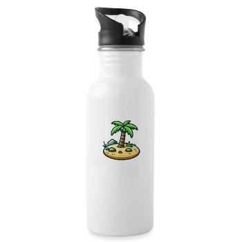 Insel Comic - Trinkflasche mit integriertem Trinkhalm - Weiß - Rechts