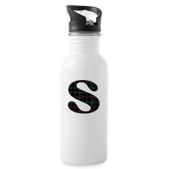 Schottisches Schottenkaro des Monogramms - Trinkflasche mit integriertem Trinkhalm - Weiß - Rechts