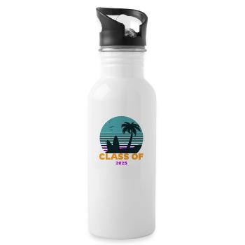 Class of 2025 blue sky sunset - Water bottle with straw - white - Right