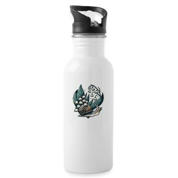 Cottagecore Snail and Lily of the Valley - Water bottle with straw - white - Right