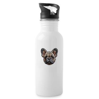 Französische Bulldogge – verspielt und voller Charme - Trinkflasche mit integriertem Trinkhalm - Weiß - Rechts