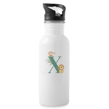 Lettre x vert animaux jungle - Gourde avec paille intégrée - blanc - Droite