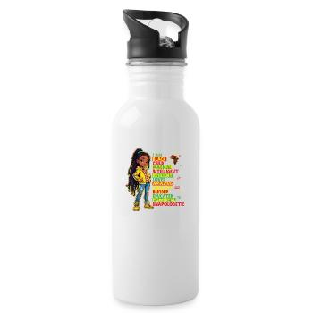 I Am Black Child History Month African American - Water bottle with straw - white - Right
