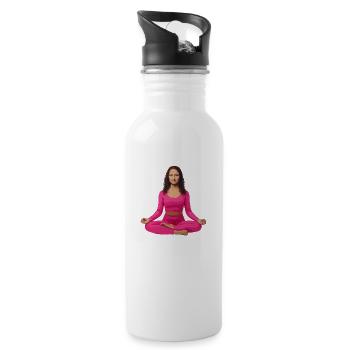 Mona Lisa yoga zen - Gourde avec paille intégrée - blanc - Droite