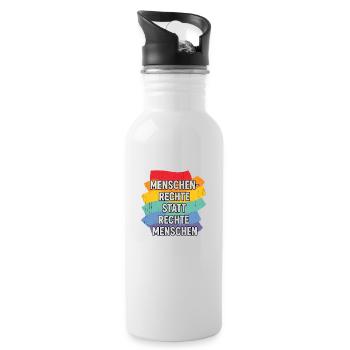 Human rights instead of right-wing people - Water bottle with straw - white - Right