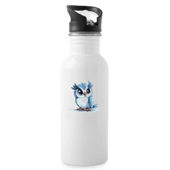 blue owl - Water bottle with straw - white - Right