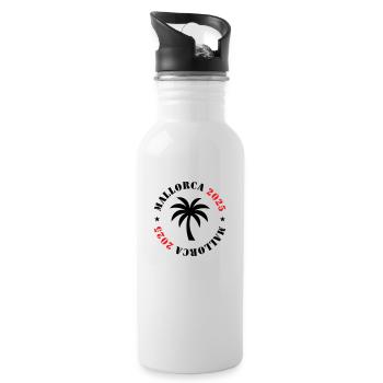 Mallorca 2025 Palme - Trinkflasche mit integriertem Trinkhalm - Weiß - Rechts