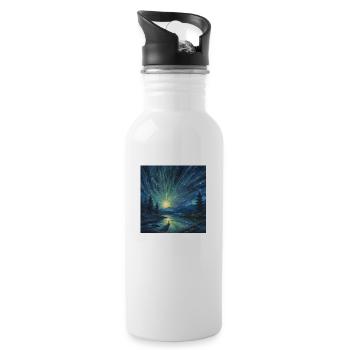 Kosmische Flut - Trinkflasche mit integriertem Trinkhalm - Weiß - Rechts