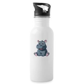 Hippopotamus - Water bottle with straw - white - Right