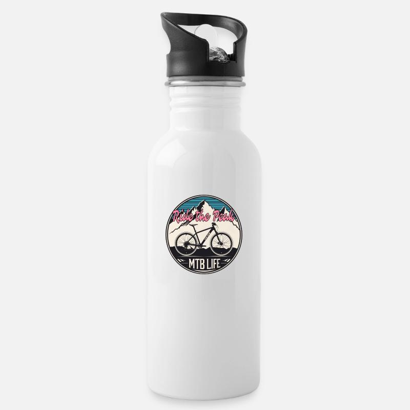 MTB Life - Trinkflasche mit integriertem Trinkhalm - Weiß