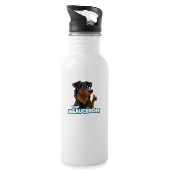 TEAM Beauceron - Schwarz - Trinkflasche mit integriertem Trinkhalm - Weiß - Rechts