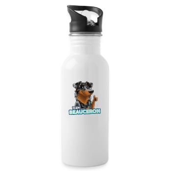TEAM Beauceron - Harlekin - Trinkflasche mit integriertem Trinkhalm - Weiß - Rechts