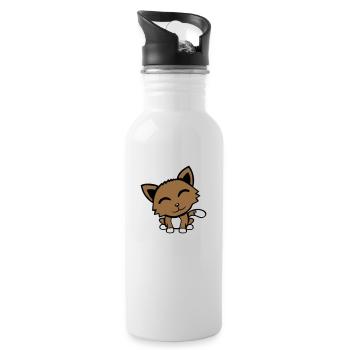 Cat Pet Animal Cute Little Kitten Friendly - Water bottle with straw - white - Right