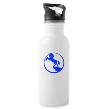 Einhorn Klippe Mond Berg Nacht Umriss Silhouette - Trinkflasche mit integriertem Trinkhalm - Weiß - Rechts