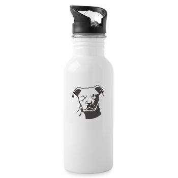 pitbull_head_front - Water bottle with straw - white - Right