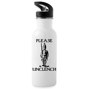 Bitte lösen (schwarze Silhouette) - Trinkflasche mit integriertem Trinkhalm - Weiß - Links