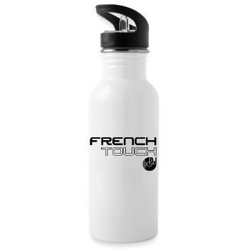 French Touch Musique, dj on the turntables - Water bottle with straw - white - Left