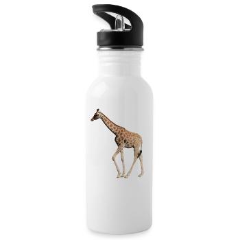 Giraffe real - Water bottle with straw - white - Left