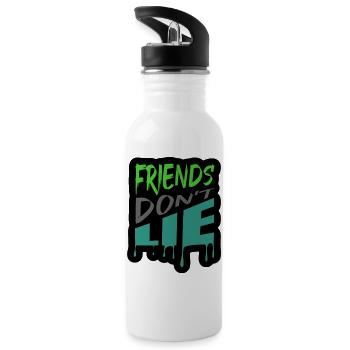Freunde lügen nicht - Trinkflasche mit integriertem Trinkhalm - Weiß - Links