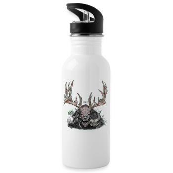 Cernunnos - Trinkflasche mit integriertem Trinkhalm - Weiß - Links