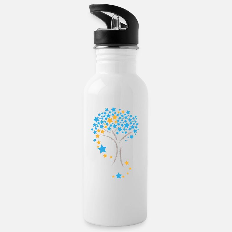 Sternenbahn - Trinkflasche mit integriertem Trinkhalm - Weiß