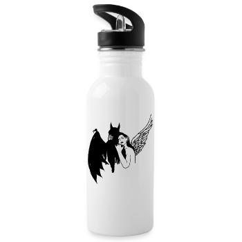 Hug Me - Angel Demon - Water bottle with straw - white - Left