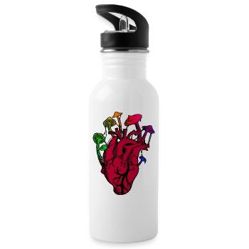 The Mushrooms life in the heart ♡ - Water bottle with straw - white - Left