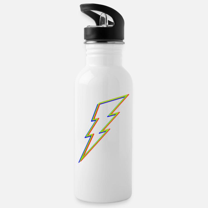Blitz ϟ - Trinkflasche mit integriertem Trinkhalm - Weiß