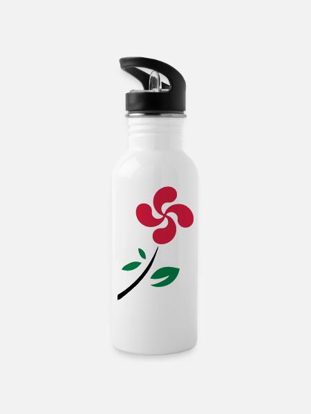 Fleur Basque - Gourde avec paille intégrée - blanc