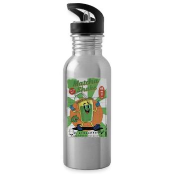 Matcha Shake - Essayez-le ! - Gourde avec paille intégrée - argent clair - Gauche