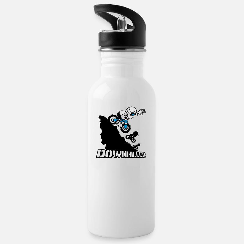 Downhiller - Trinkflasche mit integriertem Trinkhalm - Weiß