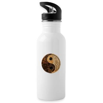 Yin Yang Logo - Water bottle with straw - white - Left