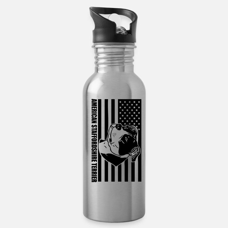 American Stafford © - Water bottle with straw - silver