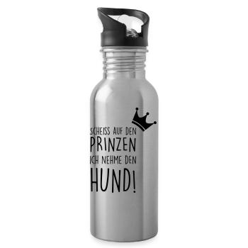 Prinz Hund - Trinkflasche mit integriertem Trinkhalm - Lightsilver - Rechts