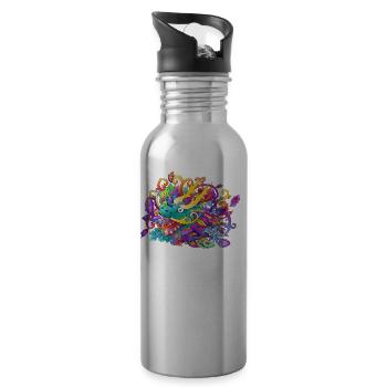 chinesischer Drache - Trinkflasche mit integriertem Trinkhalm - Lightsilver - Rechts