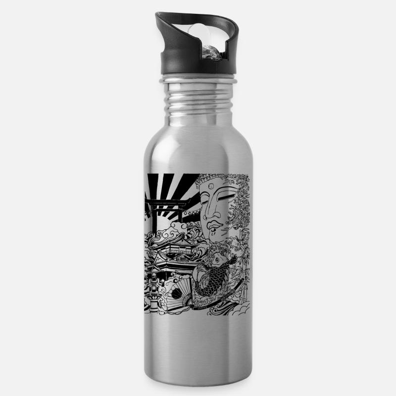 Japan - Trinkflasche mit integriertem Trinkhalm - Lightsilver