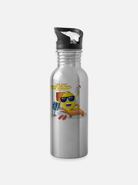 Das Leben ist Lemon - Trinkflasche mit integriertem Trinkhalm - Lightsilver