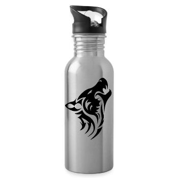 tribal Loup - Gourde avec paille intégrée - argent clair - Droite