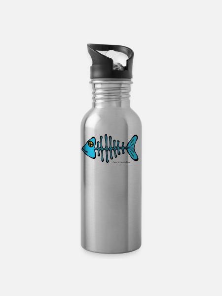 Fish bone - Water bottle with straw - silver