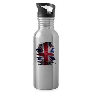 Union Jack skater Uk Flagge England London brexit - Trinkflasche mit integriertem Trinkhalm - Lightsilver - Rechts