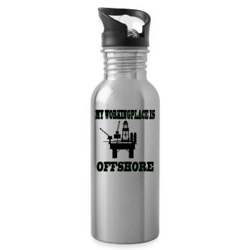 MY WORKINGPLACE IS OFFSHORE - Trinkflasche mit integriertem Trinkhalm - Lightsilver - Rechts