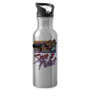 Gun Dog - Serve and protect - inscription - Water bottle with straw - silver - Right