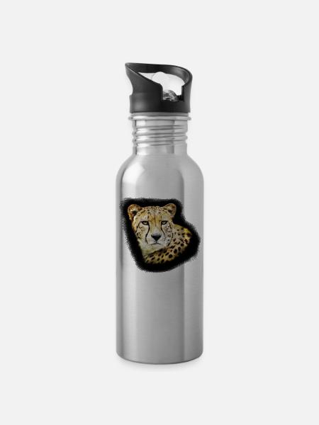 guépard - Gourde avec paille intégrée - argent clair