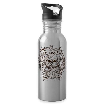 Fisherman scull design - Water bottle with straw - silver - Right