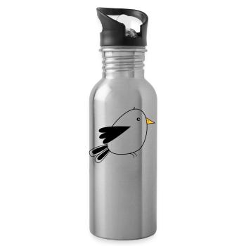 little bird - Water bottle with straw - silver - Right