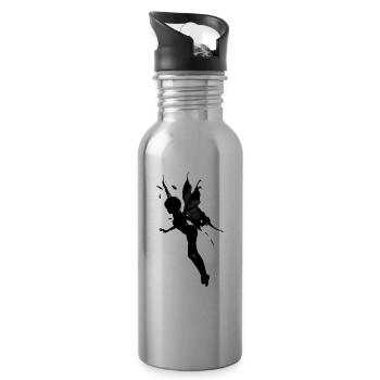 The black fairy - Water bottle with straw - silver - Right