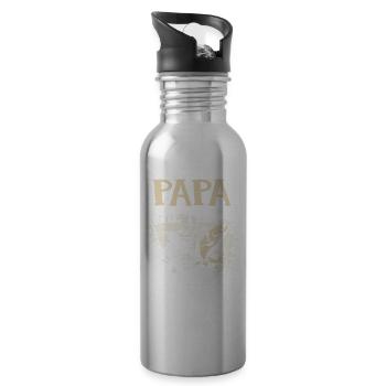 Fishing - Papa the fish whisperer - Trinkflasche mit integriertem Trinkhalm - Lightsilver - Rechts