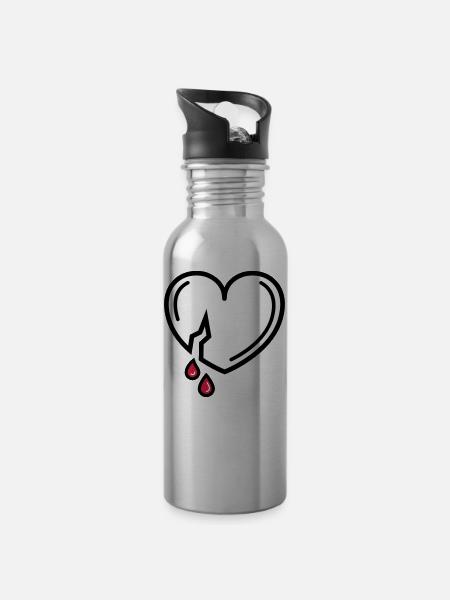 Amour sanglant - Gourde avec paille intégrée - argent clair