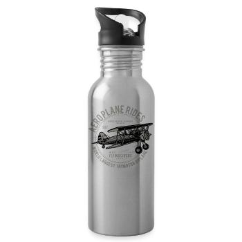 Aeroplane Rides - Trinkflasche mit integriertem Trinkhalm - Lightsilver - Rechts